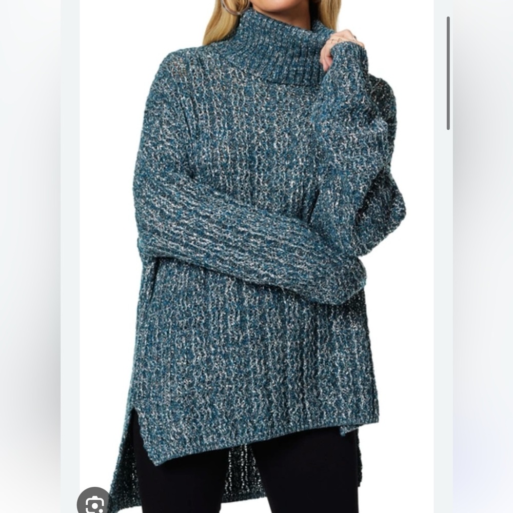 NWT Ramy Brook Metallic Shirley Cowl Neck Oversized Sweater - size Small